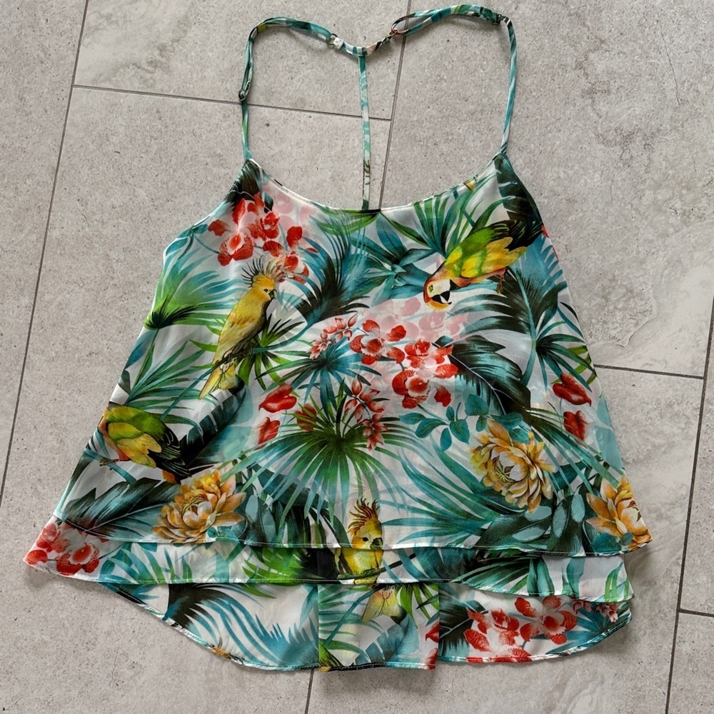 Show Me Your MuMu- Spike Tank Rum Diaries  Parrot Halter Cami - sz Small, - Picture 3 of 6